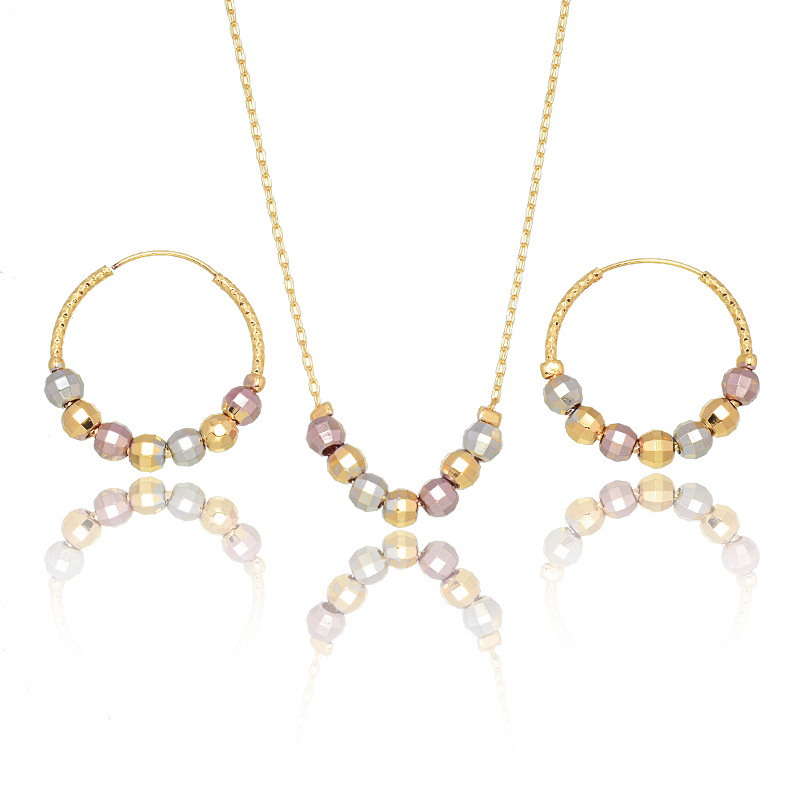 Set de bijuterii: cercei și colier, cupru, placare electroplatină, lanț clasic, etichetă privată licențiată