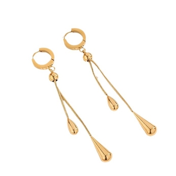 Set de bijuterii: colier și cercei cu ciucuri din oțel titan, lanț tip șarpe, lungime 41–50 cm, stil Old Money