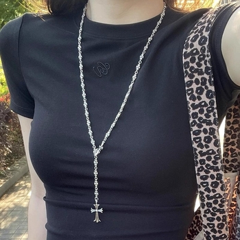 Colier geometric din aliaj, lanț încrucișat, placare electrolitică, pandantiv din aliaj