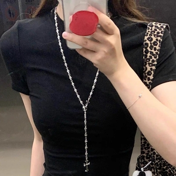 Colier geometric din aliaj, lanț încrucișat, placare electrolitică, pandantiv din aliaj