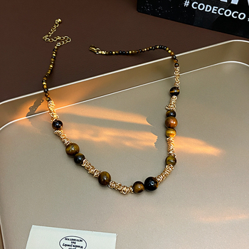 Colier din aliaj, manufactură manuală, design geometric, lanț clavicular, stil Maillard