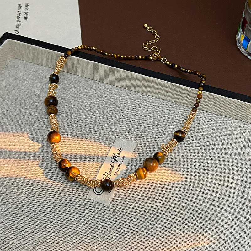 Colier din aliaj, manufactură manuală, design geometric, lanț clavicular, stil Maillard