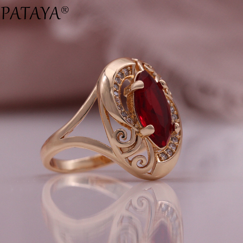 Set prstena i naušnica od bakra, s dijamantnim ugradnjama, ovalni dizajn, ženski stil