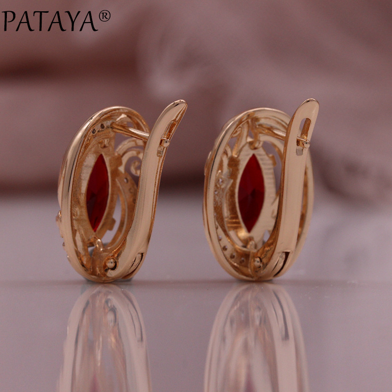 Set prstena i naušnica od bakra, s dijamantnim ugradnjama, ovalni dizajn, ženski stil