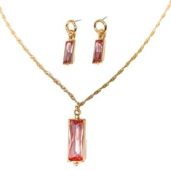 Set de bijuterii: cercei și colier; aliaj de zinc; electroplacare; lanț în formă de O; pandantive geometrice