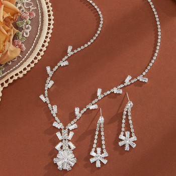 Set cercei și colier Monet Garden: cupru, electroplacare, set cercei+colier, model plante-flori