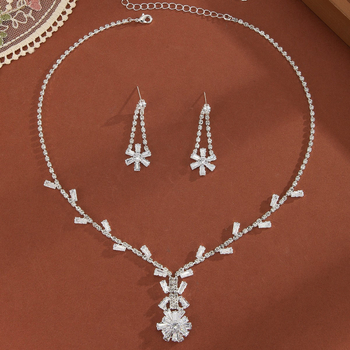 Set cercei și colier Monet Garden: cupru, electroplacare, set cercei+colier, model plante-flori