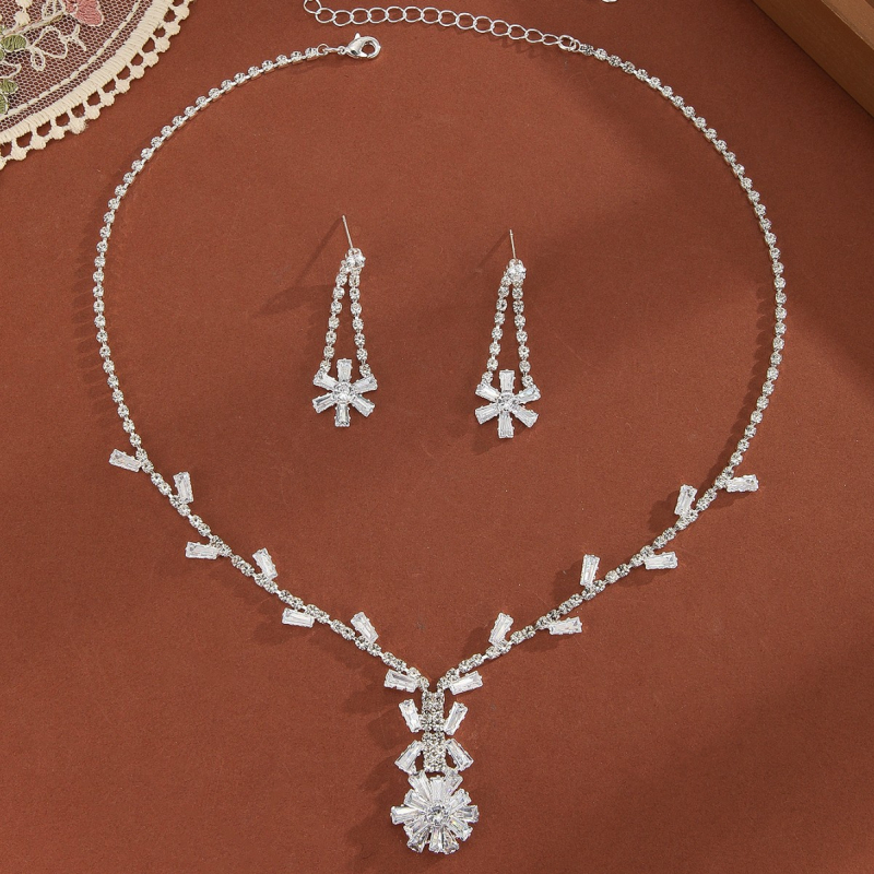 Set cercei și colier Monet Garden: cupru, electroplacare, set cercei+colier, model plante-flori