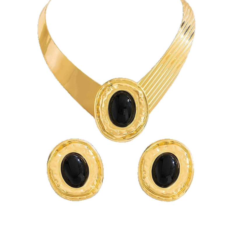 Set de bijuterii din aliaj: coliere și cercei cu lanț cubanez, pandantive din aliaj, stil literar retro, primăvara 2025