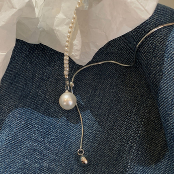 Feather Amber colier din oțel titan, lanț multistrat și pandantiv din titan, design geometric