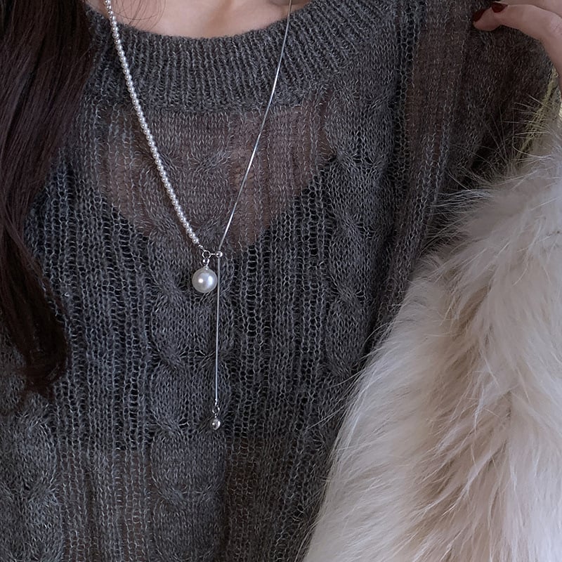 Feather Amber colier din oțel titan, lanț multistrat și pandantiv din titan, design geometric