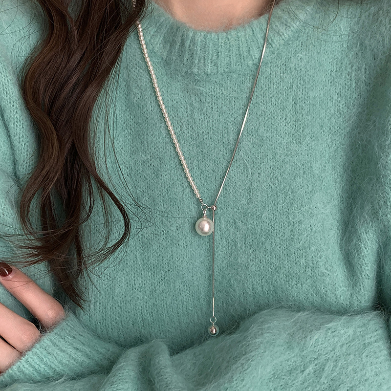 Feather Amber colier din oțel titan, lanț multistrat și pandantiv din titan, design geometric