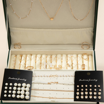 Set de bijuterii (cercei + colier + accesorii pentru mână) - minimalist, simplu și elegant - perlă artificială, pandantiv din oțel inoxidabil, lanț cu valuri, electroplacare, primăvara 2024