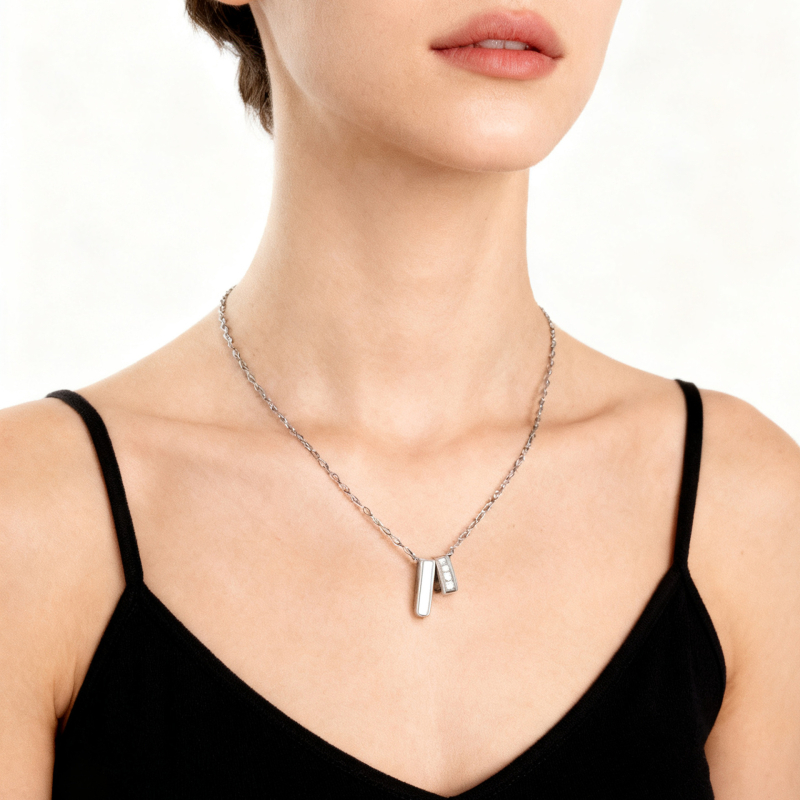 Colier din oțel de titan, formă U geometrică, lanț regulat, pandant din oțel inoxidabil, stil simplu