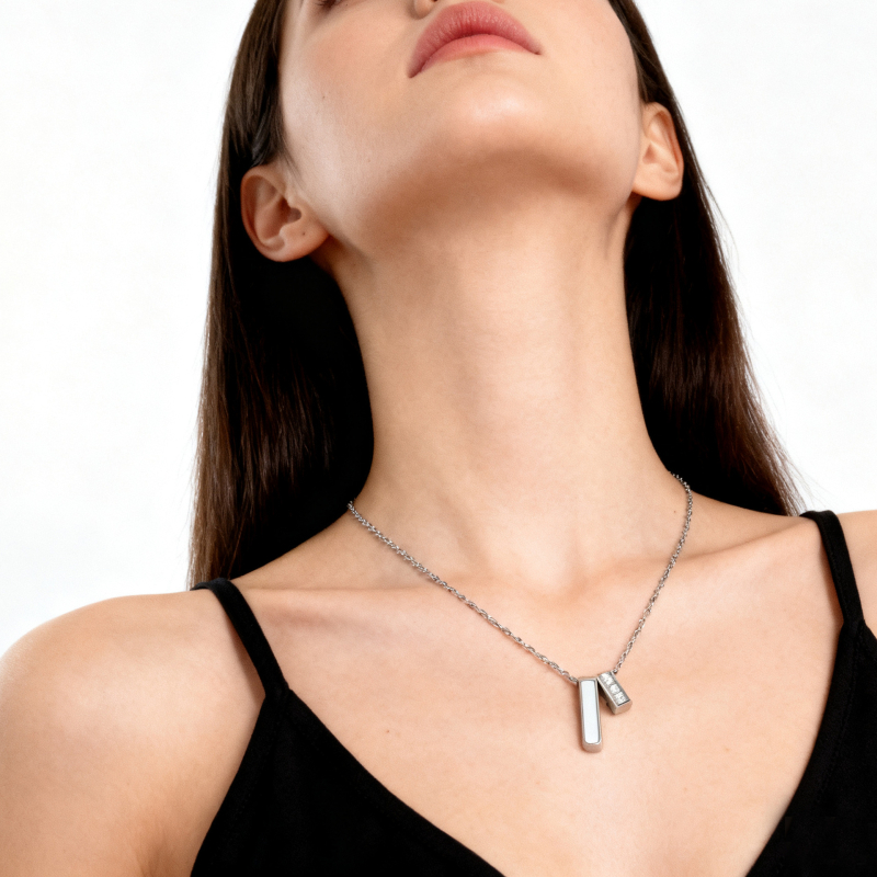 Colier din oțel de titan, formă U geometrică, lanț regulat, pandant din oțel inoxidabil, stil simplu