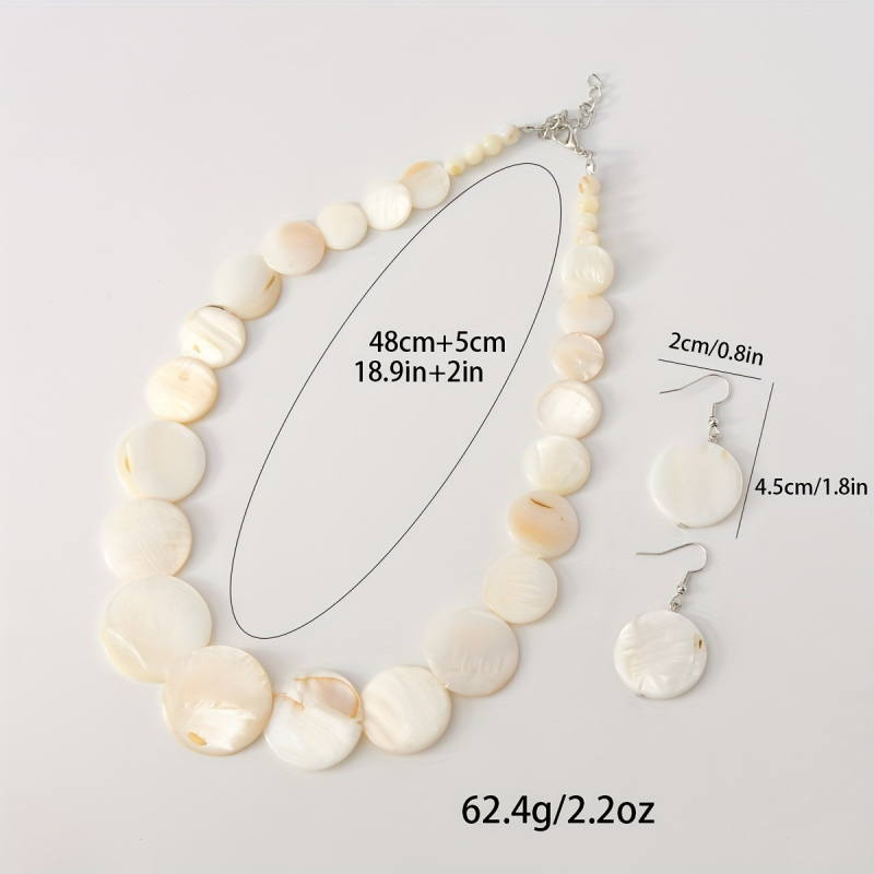 Set cercei și colier din scoici, lanț clavicular, pandant din scoică, model viață marină, placare electrolitică