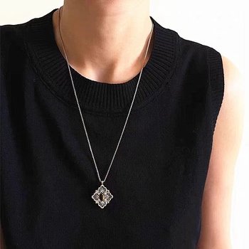 Colier metalic cu design geometric gol, lanț pentru pulover, unisex, prelucrare de precizie, colecție toamnă 2025, stil antic, retro literar