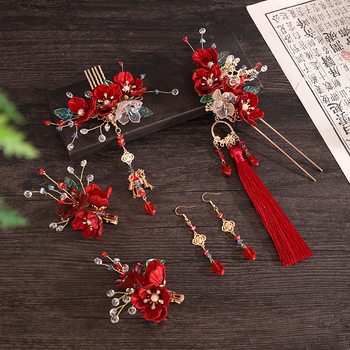 Set dodataka za kosu za vjenčanje – spona za kosu od legure s cvjetnim gravom, oblik tiare, uključuje naušnice