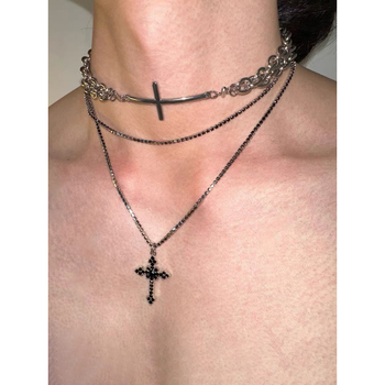 Colier geometric din aliaj, tratament cu diamant, lanț whip, design unisex