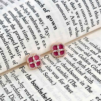 Set colier, brățară și cercei în formă de patru foi, din cupru cu placare electrolitică, pentru femei