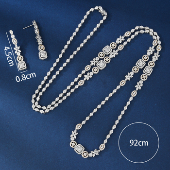 Set cercei și colier, design original — zircon, placare electrolitică, brand Bride talk