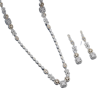 Set cercei și colier, design original — zircon, placare electrolitică, brand Bride talk