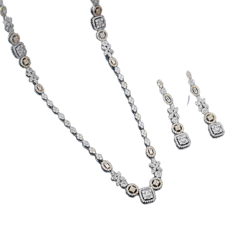 Set cercei și colier, design original — zircon, placare electrolitică, brand Bride talk