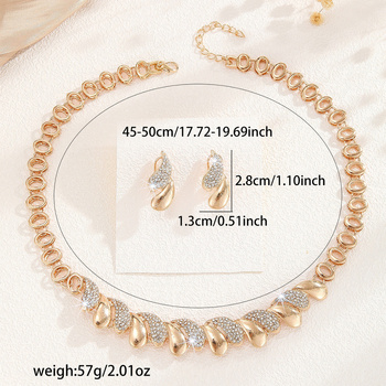 Set ogrlice i naušnica od legure s elektropoliranim završetkom, V-obliki stil, motivi srca, kapljice vode i zvončići.