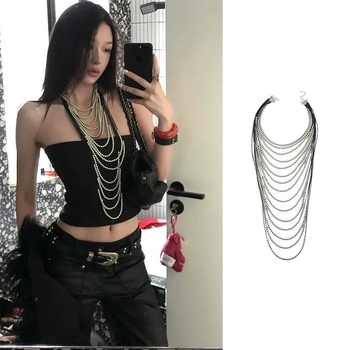 Colier boem etnic multistrat din mărgele, lucrat manual, design geometric, pandantiv din aliaj, lanț obișnuit