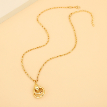 Комплект от обеци и колие: многослойни кръгли обици, материал желязо; висулка желязо; електроплакиране; обикновена верига