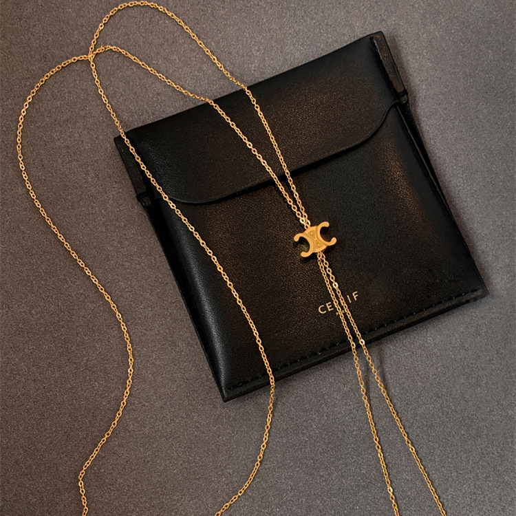 Ogrlica s kapkastim privjeskom od titan čelika, elektroplakiranje, križni lanac (titanski čelik; elektroplakiranje; križni lanac; kapkast privjesak)