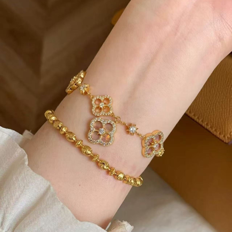 Сет огърлица и гривна от стерлингово сребро 925, кръстосана верига, мотив четирилистна детелина, луксозен стил