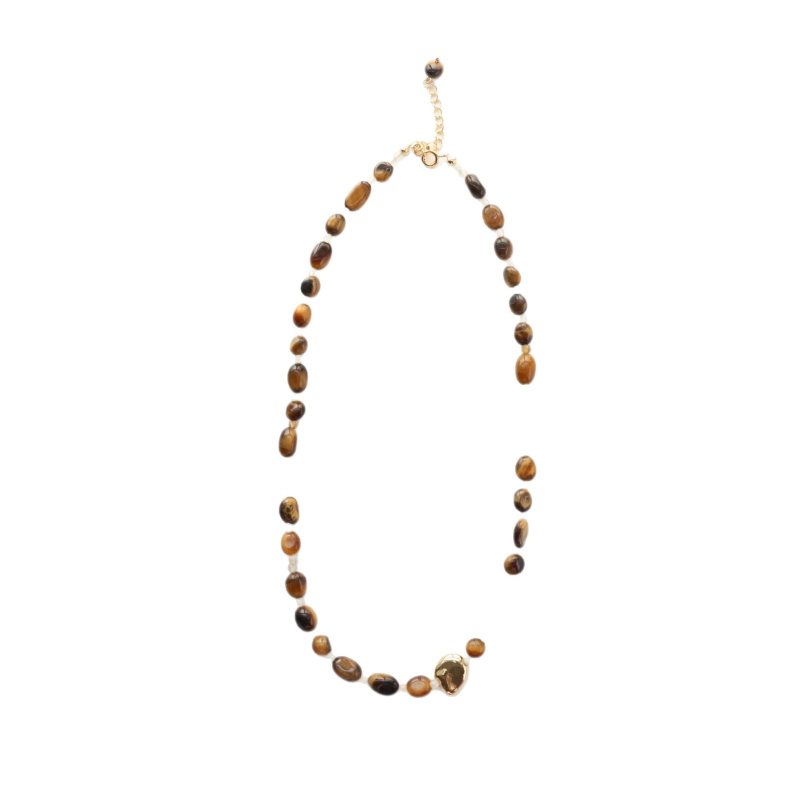 Colier cu materiale mixte, finisaj Seiko, design geometric, lanț tip O, lansare primăvara 2025