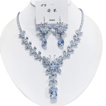 Set colier și cercei cu zirconiu, lanț clavicular, pandant din cupru, design original