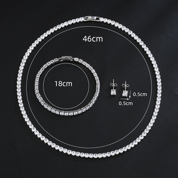 Комплект бижута от три части: колие с кръгъл цирконий на бамбукова верижка с обици и гривна; материал: мед и цирконий, електроплатина; вложки от смесени камъни; мотиви звезди, слънце и луна, вселена