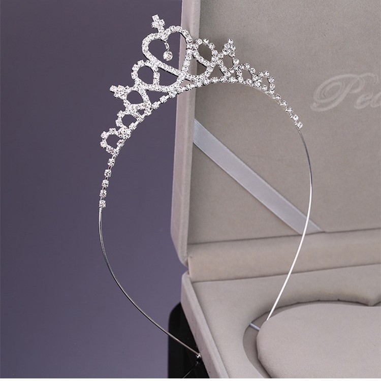 Accesorii pentru păr – Clip de păr în formă de coroană, Water Diamond, Versiune coreeană, Design de coroană, Diamant încrustat, Cristal