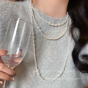 Colier lung pentru pulover, pandantiv floral, material aliaj, lanț șarpe, stil feminin coreean