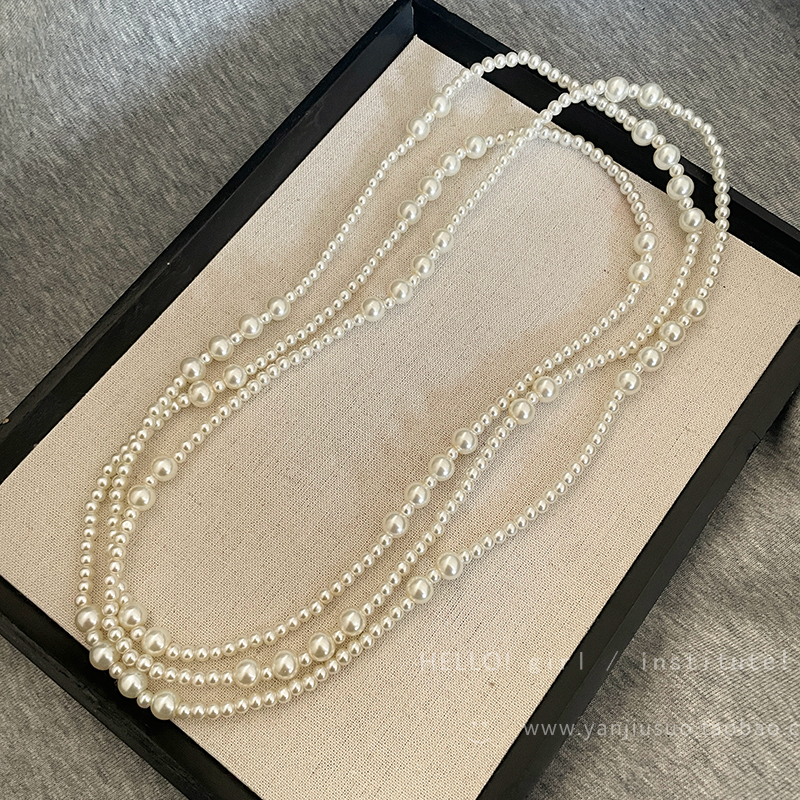 Colier lung pentru pulover, pandantiv floral, material aliaj, lanț șarpe, stil feminin coreean