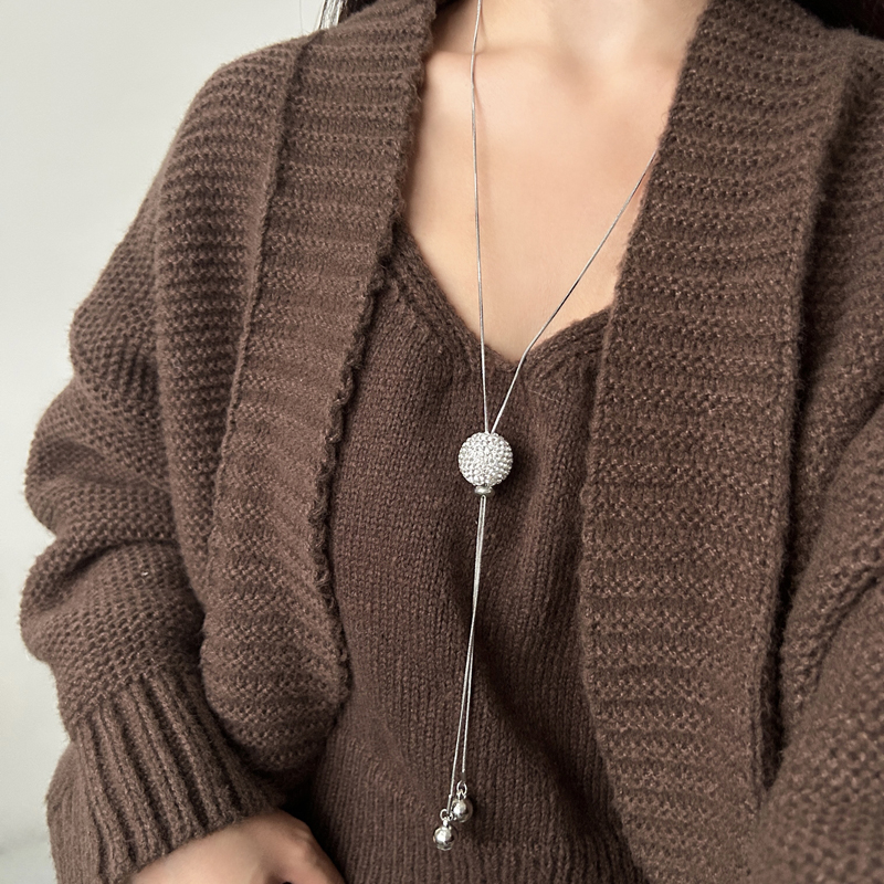 Κολιέ-αλυσίδα για πουλόβερ με κρεμαστό σε σχήμα λουλουδιού, καρό σχέδιο, κράμα, αλυσίδα φιδιού, γυναικείο κορεατικό στυλ