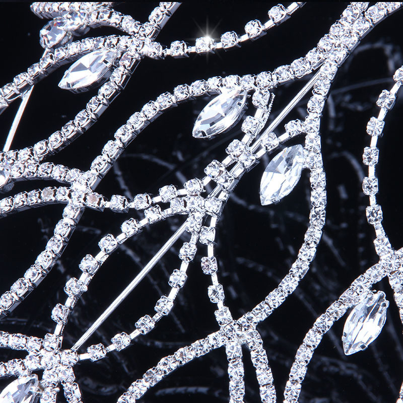 Diadem za kosu GLAMing – kristali, ženski stil, motiv lišća, elektroplating