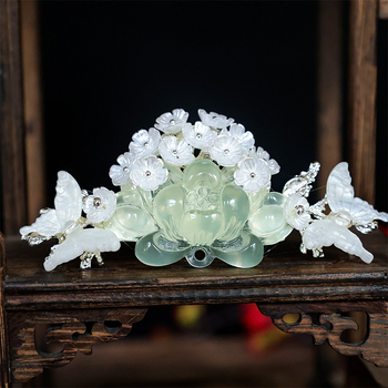 Hajdísz – Vintage virágos lotus motívum, kézzel készített; stílus: Vintage, női; forma: virágok; származás: Jinan, Shandong