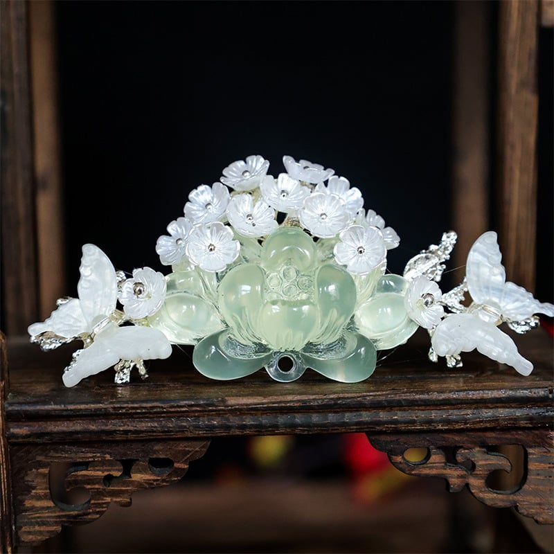 Hajdísz – Vintage virágos lotus motívum, kézzel készített; stílus: Vintage, női; forma: virágok; származás: Jinan, Shandong