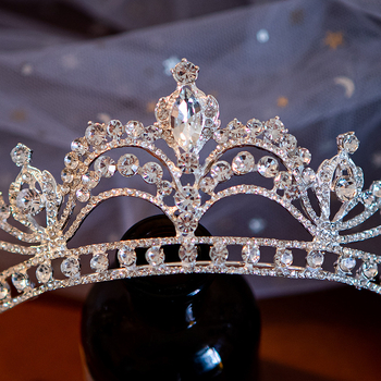 Vjenčani tiara za kosu s rhinestones i biserima, polukružna kruna, elektroplatirano, pojedinačno pakirano, prilagodljivo, pogodno za vjenčanje i rođendan