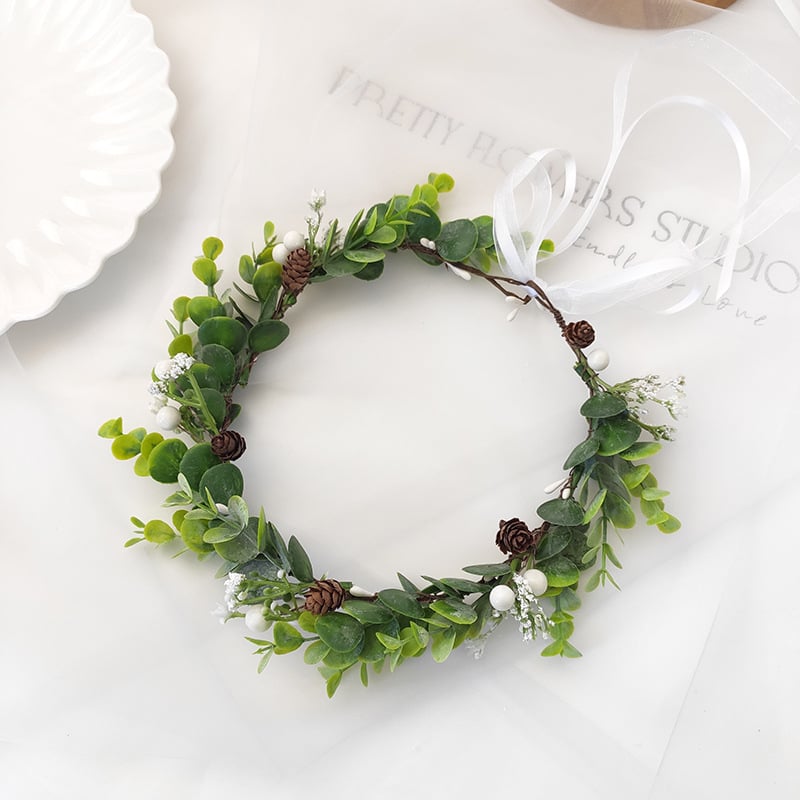 Mori stílusú leveles fejdísz, kézzel készített esküvői hajdísz