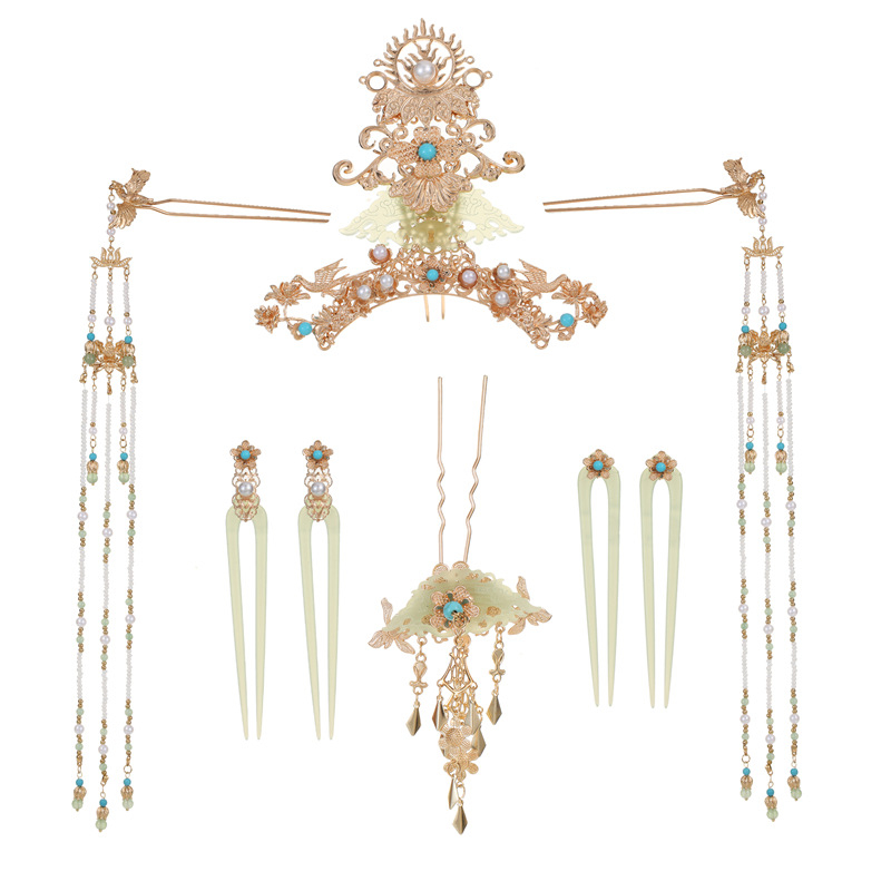 Etnikus stílusú női fejfedő, ötvözet, elektroplatírozás, fehér kristály