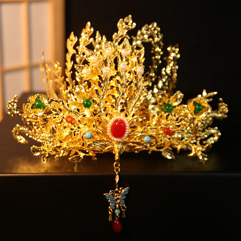 Fém fejfedő etnikus stílusban virág alakú, elektroplatinált – esküvői hajdísz