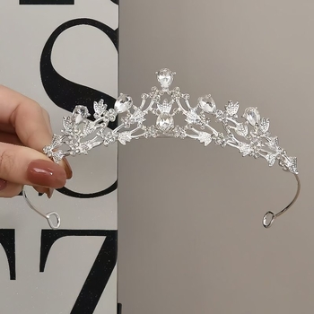 Krona za kosu od legure, prirodni unisex stil, elektroplatinirani završetak, kristali s točkastim bušenjem