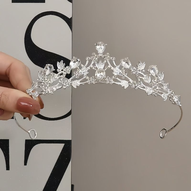 Krona za kosu od legure, prirodni unisex stil, elektroplatinirani završetak, kristali s točkastim bušenjem