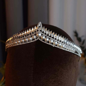 Korejskog stila rhinestones ukosnica za kosu – legura, kraljevska kruna, elektroplatiranje, bijeli kristali