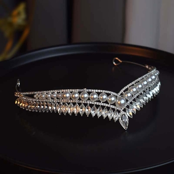 Korejskog stila rhinestones ukosnica za kosu – legura, kraljevska kruna, elektroplatiranje, bijeli kristali